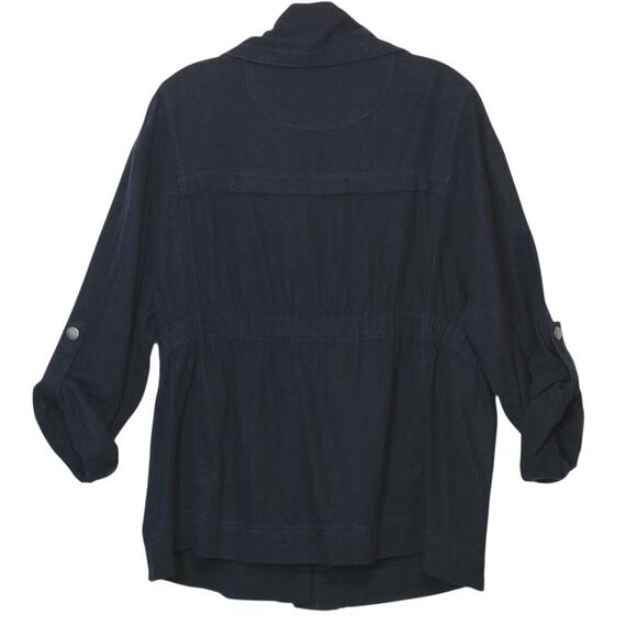 Eddie Bauer Blue Linen Blend Utility Jacket Lightweight Casual Classic Sporty L - Picture 6 of 11